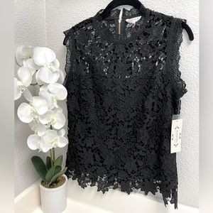 nanette by Nanette Lapore Sleeveless Black Lace Top